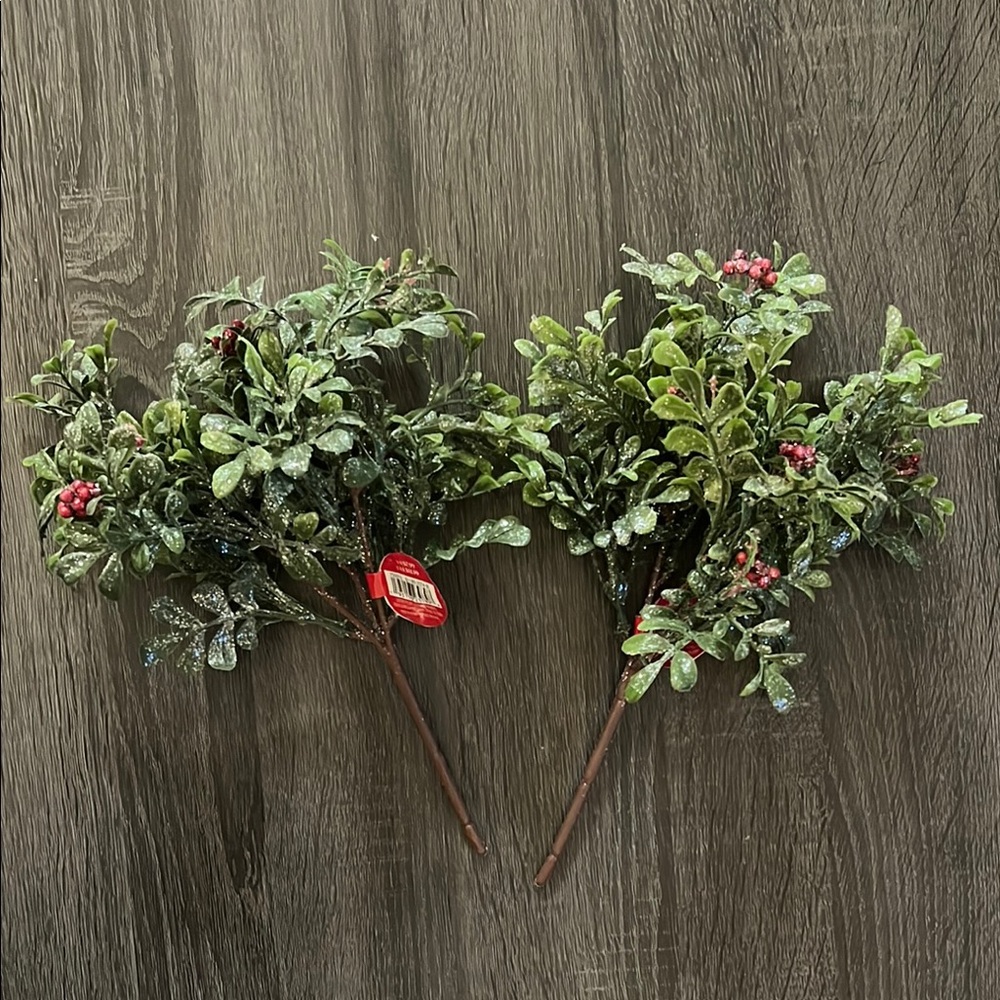 Festive Greenery with Red Berries Picks